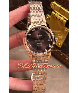 Reloj Omega De-Ville Rose Gold con esfera marrón y números romanos, 41 mm, superclon