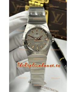 Reloj Omega Co-Axial Constellation de 38 mm con esfera gris de acero 904L, réplica perfecta