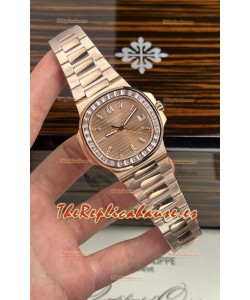 Reloj Patek Philippe Nautilus 5723 de oro rosa con zafiros blancos, superclon