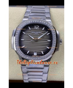 Reloj Patek Philippe Nautilus 7118 de 35 mm con esfera gris y diamantes, superclon