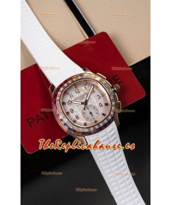 Reloj Patek Philippe Aquanaut 7968 Superclon de oro rosa con correa blanca
