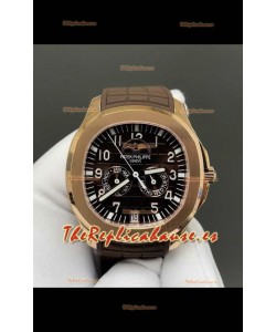 Reloj réplica suizo Patek Philippe Aquanaut 5261 de oro rosa con esfera marrón