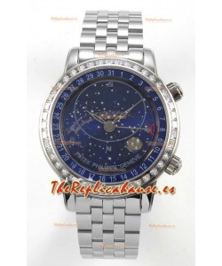 Reloj Patek Philippe Grand Complications 6102 con esfera azul y correa de acero, réplica de alta calidad