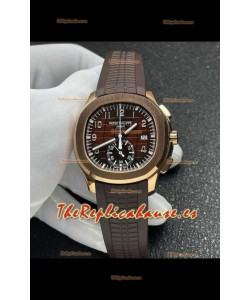 Reloj Patek Philippe Aquanaut 5968 con caja de oro rosa y esfera marrón, réplica exacta