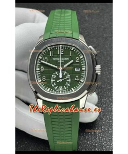 Reloj Patek Philippe Aquanaut 5968 con caja de acero y esfera verde, superclon
