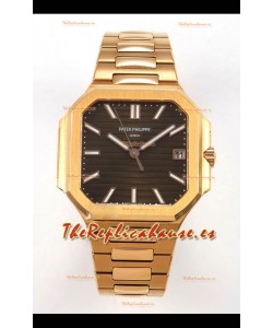 Reloj réplica suizo Patek Philippe Cubitus 7128 con caja de oro rosa y esfera marrón