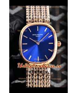 Reloj Patek Philippe Golden Ellipse 5738/1R-001 de oro rosa con esfera azul, superclon