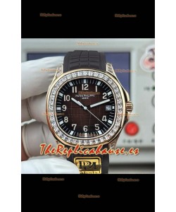 Reloj Patek Philippe Aquanaut 5167 con esfera marrón, diamantes y bisel, réplica exacta