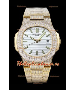 Patek Philippe Superclon Nautilus 5711/G Edición con diamantes engastados y esfera blanca