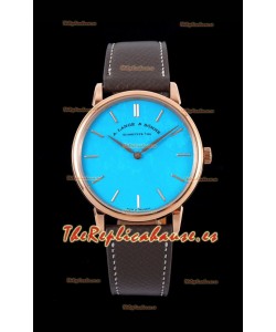 A.Lange & Sohne Saxonia Thin Reloj Réplica Suizo Caja en Oro Rosado Dial Azul Tiffany
