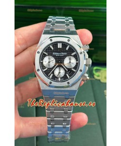 Audemars Piguet Royal Oak Chronograph Dial Negro Correa Acero Reloj Réplica Suizo