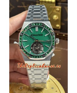 Reloj Audemars Piguet Super Clone Royal Oak con Tourbillon Volante, Dial Verde de 41 mm.