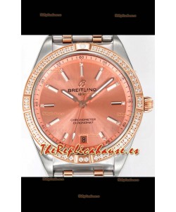 Breitling Chronomat 36MM 2 Tone Caja Oro Rosado Reloj Réplica Espejo 1:1 Dial Salmon