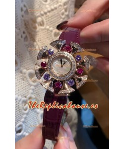 Reloj Bvlgari Edición Divas's Dream en Caja Oro Rosado - Bisel Pavimentado en Diamantes Réplica Suiza