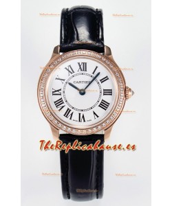 Ronde Louis Cartier Super Clone 29MM Reloj Oro Rosado en Movimiento de Cuarzo Suizo