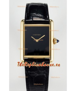 Tank Must Cartier Super Clone Edition 33.7 Reloj en Caja Oro Amarillo Dial Negro