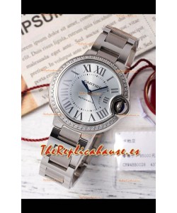Ballon De Cartier Reloj Suizo Automático Dial Acero Calidad Espejo 33MM en Acero Inoxidable 
