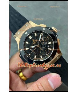Hublot Big Bang Reloj Super Clone Dial Carbobo Caja Oro Rosado 44MM