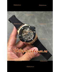 Reloj Hublot Big Bang Tourbillon Caja Oro Rosado con Bisel Cerámico en 45MM Réplica Espejo 1:1
