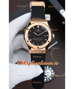 Reloj Hublot Super Clone Classic Fusion Titanio Dial Oro Rosado Negro 42MM