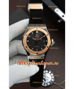 Reloj Hublot Super Clone Classic Fusion de Titanio con Dial Rosa en Dos Tonos, Dorado y Negro, de 42 mm.