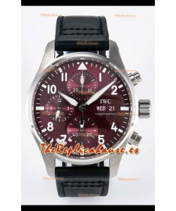 IWC Super Clone Pilot Cronógrafo Edition Dial Rojo Leather Reloj Réplica Suizo