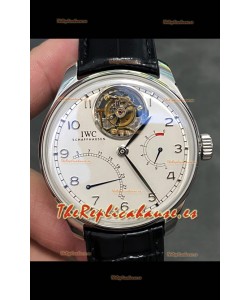IWC Portuguese Genuine Swiss Movimiento Tourbillon Reloj Acero en Dial Blanco