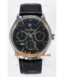 Jaeger LeCoultre Super Clone Master Ultra-Thin Calendario Perpetuo Dial Gris Reloj Diamantes