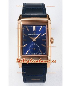 Jaeger-LeCoultre Reverso Super Clone DuoFace Azul/Blanco Réplica Oro Rosado