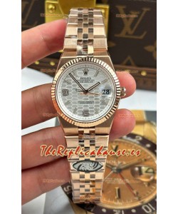 Rolex Land-Dweller 127235 Acero Diseño Panal Abeja Oro Rosado 36MM Reloj Réplica Suizo