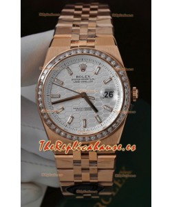 Reloj Réplica Suizo Rolex Land-Dweller 127335 Acero con Diseño de Panal de Abeja Oro Rosado 40MM