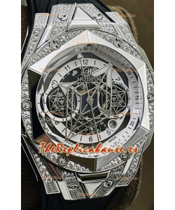 Hublot Big Bang UNICO Sang Bleu II Acero Inoxidable Diamantes Calidad a Espejo 1:1 Reloj Réplica Suizo