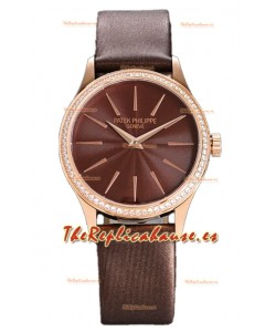 Patek Philippe Calatrava 4997 Ladies Reloj Oro Rosado Dial Marrón con Movimiento Suizo Automático