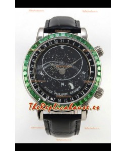 Patek Philippe Grand Complications 6102 Dial Negro Diamantes Verdes Reloj Réplica Suizo