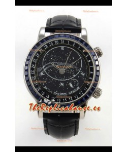 Patek Philippe Grand Complications 6102 Dial Negro Diamantes Azules Reloj Réplica Suizo