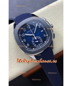 Patek Philippe Aquanaut Super Clone 5968 Caja Acero Cronográfo Reloj Dial Azul 