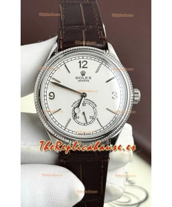 Rolex 1908 Perpetual Movimiento Suizo Reloj Réplica en Caja Acero Dial Blanco 