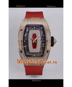 Richard Mille Super Clone RM07-01 Pavimentado en Diamantes 904L Caja Oro Rosado Automatic Reloj Réplica