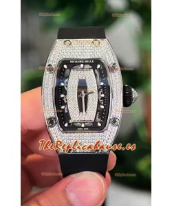 Richard Mille RM007 Pavimentado en Diamantes Dial Negro Acero 904L Superclone Reloj Suizo
