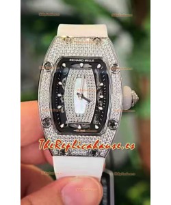 Richard Mille RM007 Pavimentado en Diamantes Dial Negro Acero 904L Superclone Reloj Suizo