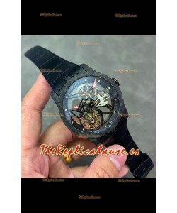 Roger Dubuis Super Clone Excalibur Spider Flying Tourbillon Skeleton Caja Carbono 42MM