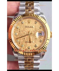 Rolex Datejust 41MM Movimiento Cal.3135 Movement Reloj Réplica Suizo En Acero 904L Caja tipo Computadora en Dos Tonos