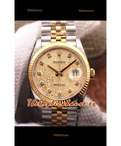 Rolex Datejust 36MM Movimiento Cal.3135 Reloj Réplica Suizo en Acero 904L Caja en Dos Tonos Dial tipo Computadora