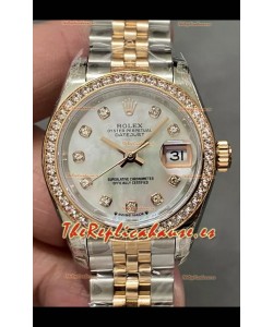 Reloj Rolex Datejust Super Clone Dial Madre Perla Dos Tonos Oro Rosado 28MM