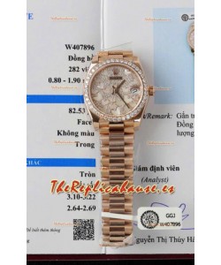 Reloj Rolex Datejust Super Clone con Dial de Mariposa Moissanitas de 31MM en Oro Rosado