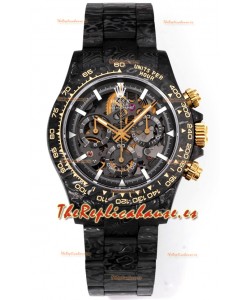 Rolex Daytona Blaken Carbono Negro Reloj Réplica Suizo Espejo 1:1 Dial Skeleton Movimiento Cal.4130