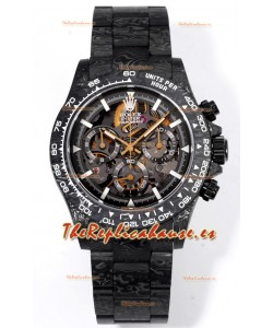 Rolex Daytona Blaken Carbono Negro Reloj Réplica Suizo Espejo 1:1 Dial Skeleton Movimiento Cal.4130