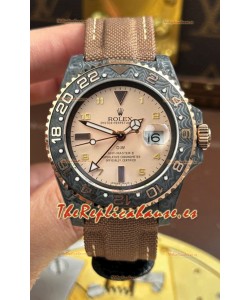 Rolex GMT Masters DiW Black Caja de Carbono Reloj Réplica Suizo Dial Gris Beige