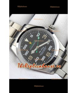 Rolex Air King Movimiento Japonés Reloj Réplica en Acero Inoxidable Dial Acero Negro 40MM