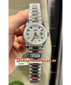 Rolex Day Date Super Clone Chapado Oro Blanco Reloj Personalizado y Modificado con Pavimentado en Diamantes